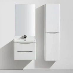 Monza White Ash 600mm Wide Wall Mounted Vanity Unit -Wall Hung Vanity Units Shop Ronda White Ash 600mm Wide Wall Mounted Vanity Unit detail3 460