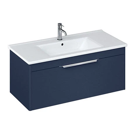 Britton Shoreditch 1000mm Wall-Hung Single Drawer Vanity Unit - Matt Blue 3 Britton Shoreditch 1000mm Wall-Hung Single Drawer Vanity Unit - Matt Blue