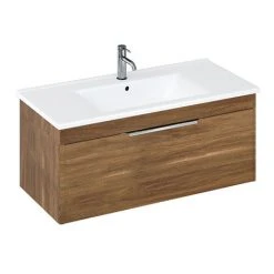 Britton Shoreditch 1000mm Wall-Hung Single Drawer Vanity Unit - Caramel
