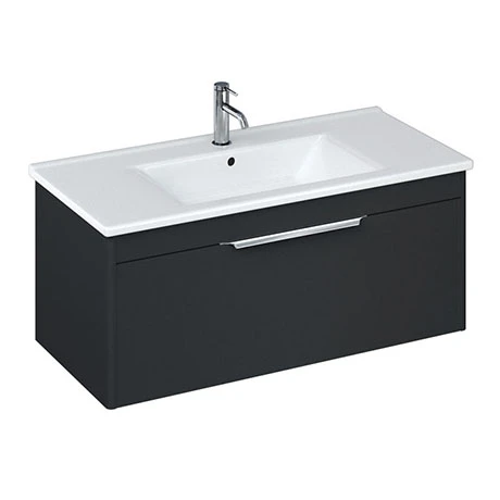 Britton Shoreditch 1000mm Wall-Hung Single Drawer Vanity Unit - Matt Grey 3 Britton Shoreditch 1000mm Wall-Hung Single Drawer Vanity Unit - Matt Grey