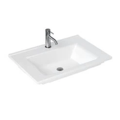 Britton Shoreditch 650mm Wall-Hung Double Drawer Vanity Unit with Chrome Handles - Matt White -Wall Hung Vanity Units Shop S65DDBSQ D1 460 5