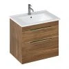 Britton Shoreditch 650mm Wall-Hung Double Drawer Vanity Unit with Brass Handles - Caramel 1 Britton Shoreditch 650mm Wall-Hung Double Drawer Vanity Unit with Brass Handles - Caramel -Wall Hung Vanity Units Shop S65DDCSQBR P