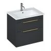 Britton Shoreditch 650mm Wall-Hung Double Drawer Vanity Unit with Brass Handles - Matt Grey 1 Britton Shoreditch 650mm Wall-Hung Double Drawer Vanity Unit with Brass Handles - Matt Grey -Wall Hung Vanity Units Shop S65DDGSQBR P