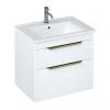 Britton Shoreditch 650mm Wall-Hung Double Drawer Vanity Unit with Brass Handles - Matt White 2 Britton Shoreditch 650mm Wall-Hung Double Drawer Vanity Unit with Brass Handles - Matt White -Wall Hung Vanity Units Shop S65DDWSQBR P