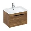 Britton Shoreditch 650mm Wall-Hung Single Drawer Vanity Unit with Black Handle - Caramel -Wall Hung Vanity Units Shop S65SDCSQBL np