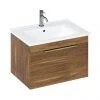 Britton Shoreditch 650mm Wall-Hung Single Drawer Vanity Unit with Brass Handle - Caramel -Wall Hung Vanity Units Shop S65SDCSQBR P