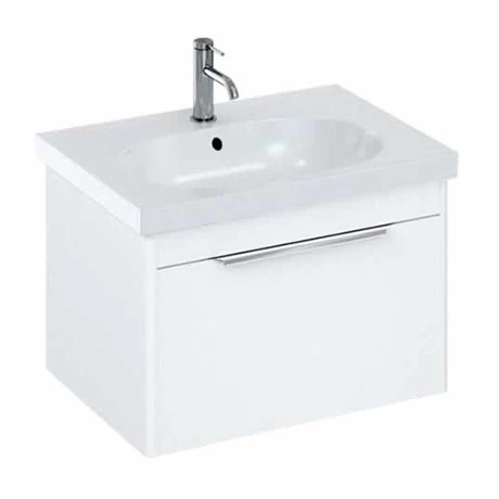 Britton Shoreditch Wall Hung Vanity Unit - Matt White - 650mm with Chrome Handle inc. Round Basin 3 Britton Shoreditch Wall Hung Vanity Unit - Matt White - 650mm with Chrome Handle inc. Round Basin