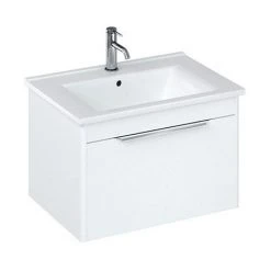 Britton Shoreditch 650mm Wall-Hung Single Drawer Vanity Unit with Chrome Handle - Matt White