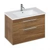 Britton Shoreditch 850mm Wall-Hung Double Drawer Vanity Unit with Chrome Handles - Caramel -Wall Hung Vanity Units Shop S85DDCSQ P