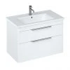 Britton Shoreditch 850mm Wall-Hung Double Drawer Vanity Unit with Chrome Handles - Matt White -Wall Hung Vanity Units Shop S85DDWSQ P