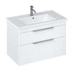 Britton Shoreditch 850mm Wall-Hung Double Drawer Vanity Unit with Chrome Handles - Matt White