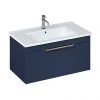 Britton Shoreditch 850mm Wall-Hung Single Drawer Vanity Unit with Brass Handle - Matt Blue 2 Britton Shoreditch 850mm Wall-Hung Single Drawer Vanity Unit with Brass Handle - Matt Blue -Wall Hung Vanity Units Shop S85SDBSQBR P