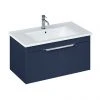 Britton Shoreditch 850mm Wall-Hung Single Drawer Vanity Unit with Chrome Handle - Matt Blue -Wall Hung Vanity Units Shop S85SDBSQ P