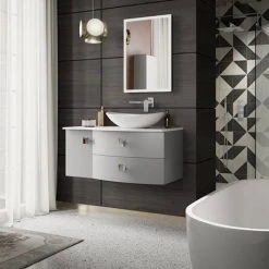 Hudson Reed Sarenna Wall Hung Countertop Vanity Unit - Dove Grey - 1000mm with White Marble Top 6 Hudson Reed Sarenna Wall Hung Countertop Vanity Unit - Dove Grey - 1000mm with White Marble Top -Wall Hung Vanity Units Shop SAR203 D1 460