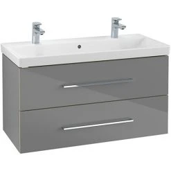 Villeroy and Boch Avento Crystal Grey 1000mm Wall Hung 2-Drawer Double Vanity Unit