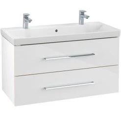 Villeroy and Boch Avento Crystal White 1000mm Wall Hung 2-Drawer Double Vanity Unit