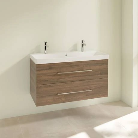 Villeroy and Boch Avento Arizona Oak 1000mm Wall Hung 2-Drawer Double Vanity Unit 4 Villeroy and Boch Avento Arizona Oak 1000mm Wall Hung 2-Drawer Double Vanity Unit - Image 2