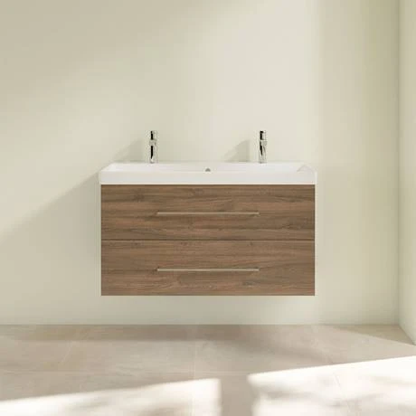 Villeroy and Boch Avento Arizona Oak 1000mm Wall Hung 2-Drawer Double Vanity Unit 5 Villeroy and Boch Avento Arizona Oak 1000mm Wall Hung 2-Drawer Double Vanity Unit - Image 3