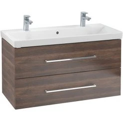 Villeroy and Boch Avento Arizona Oak 1000mm Wall Hung 2-Drawer Double Vanity Unit
