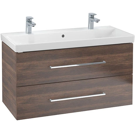Villeroy and Boch Avento Arizona Oak 1000mm Wall Hung 2-Drawer Double Vanity Unit 3 Villeroy and Boch Avento Arizona Oak 1000mm Wall Hung 2-Drawer Double Vanity Unit