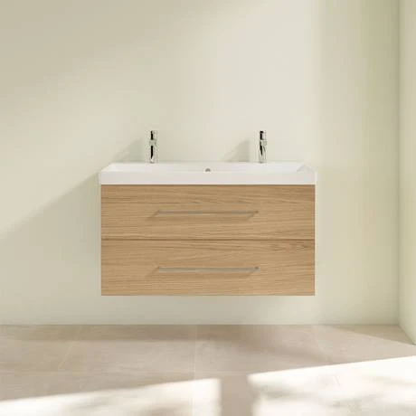 Villeroy and Boch Avento Nordic Oak 1000mm Wall Hung 2-Drawer Double Vanity Unit 5 Villeroy and Boch Avento Nordic Oak 1000mm Wall Hung 2-Drawer Double Vanity Unit - Image 3