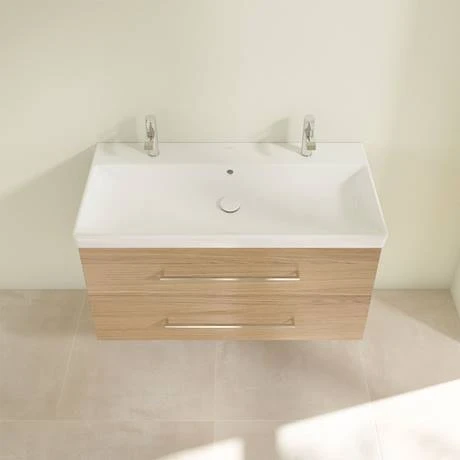 Villeroy and Boch Avento Nordic Oak 1000mm Wall Hung 2-Drawer Double Vanity Unit 6 Villeroy and Boch Avento Nordic Oak 1000mm Wall Hung 2-Drawer Double Vanity Unit - Image 4