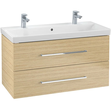 Villeroy and Boch Avento Nordic Oak 1000mm Wall Hung 2-Drawer Double Vanity Unit 3 Villeroy and Boch Avento Nordic Oak 1000mm Wall Hung 2-Drawer Double Vanity Unit