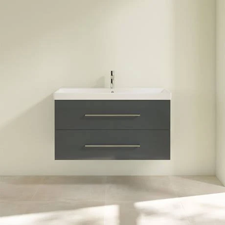 Villeroy and Boch Avento Crystal Grey 1000mm Wall Hung 2-Drawer Vanity Unit 5 Villeroy and Boch Avento Crystal Grey 1000mm Wall Hung 2-Drawer Vanity Unit - Image 3