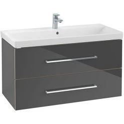 Villeroy and Boch Avento Crystal Grey 1000mm Wall Hung 2-Drawer Vanity Unit