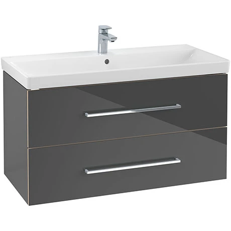 Villeroy and Boch Avento Crystal Grey 1000mm Wall Hung 2-Drawer Vanity Unit 3 Villeroy and Boch Avento Crystal Grey 1000mm Wall Hung 2-Drawer Vanity Unit