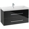 Villeroy and Boch Avento Crystal Black 1000mm Wall Hung 2-Drawer Vanity Unit