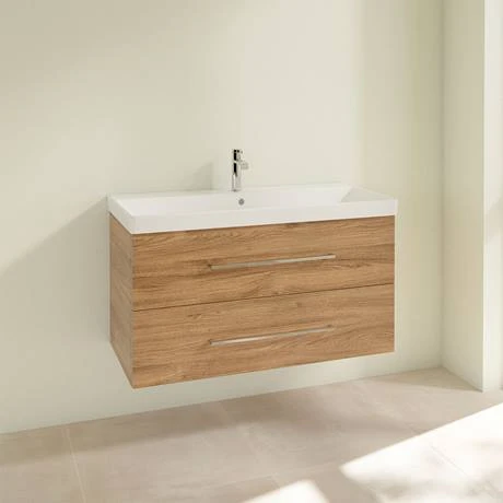Villeroy and Boch Avento Oak Kansas 1000mm Wall Hung 2-Drawer Vanity Unit 4 Villeroy and Boch Avento Oak Kansas 1000mm Wall Hung 2-Drawer Vanity Unit - Image 2