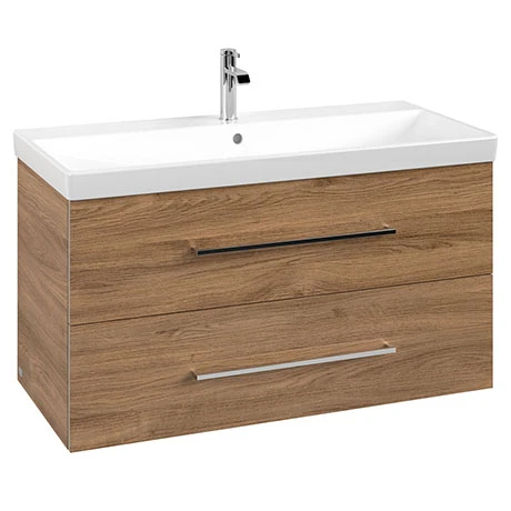 Villeroy and Boch Avento Oak Kansas 1000mm Wall Hung 2-Drawer Vanity Unit 3 Villeroy and Boch Avento Oak Kansas 1000mm Wall Hung 2-Drawer Vanity Unit