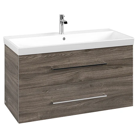 Villeroy and Boch Avento Stone Oak 1000mm Wall Hung 2-Drawer Vanity Unit 3 Villeroy and Boch Avento Stone Oak 1000mm Wall Hung 2-Drawer Vanity Unit