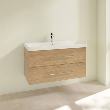 Villeroy and Boch Avento Nordic Oak 1000mm Wall Hung 2-Drawer Vanity Unit 4 Villeroy and Boch Avento Nordic Oak 1000mm Wall Hung 2-Drawer Vanity Unit - Image 2