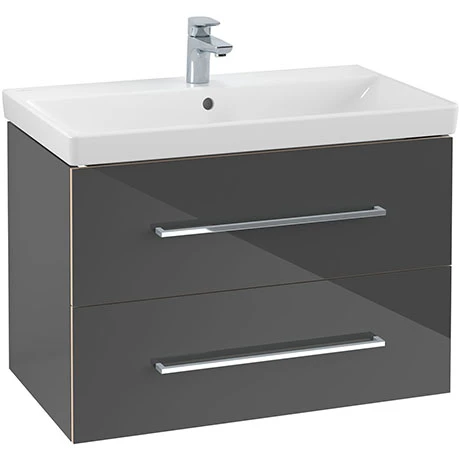 Villeroy and Boch Avento Crystal Grey 800mm Wall Hung 2-Drawer Vanity Unit 3 Villeroy and Boch Avento Crystal Grey 800mm Wall Hung 2-Drawer Vanity Unit