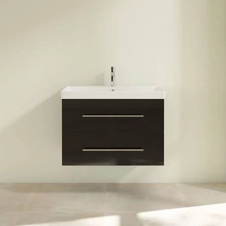 Villeroy and Boch Avento Crystal Black 800mm Wall Hung 2-Drawer Vanity Unit 5 Villeroy and Boch Avento Crystal Black 800mm Wall Hung 2-Drawer Vanity Unit - Image 3