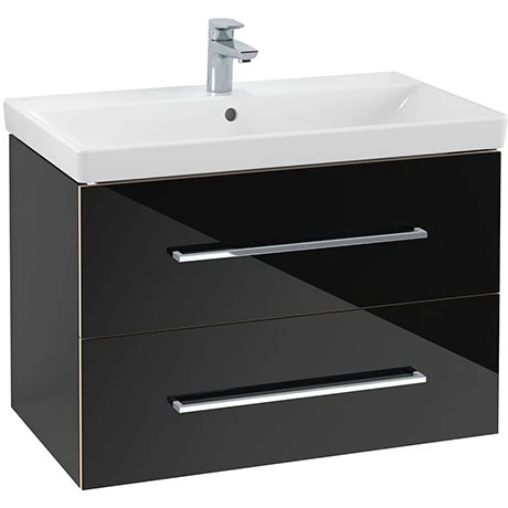 Villeroy and Boch Avento Crystal Black 800mm Wall Hung 2-Drawer Vanity Unit 3 Villeroy and Boch Avento Crystal Black 800mm Wall Hung 2-Drawer Vanity Unit