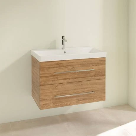 Villeroy and Boch Avento Oak Kansas 800mm Wall Hung 2-Drawer Vanity Unit 4 Villeroy and Boch Avento Oak Kansas 800mm Wall Hung 2-Drawer Vanity Unit - Image 2