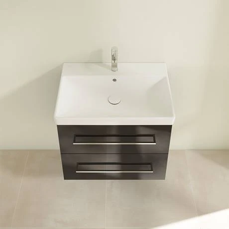 Villeroy and Boch Avento Crystal Black 650mm Wall Hung 2-Drawer Vanity Unit 6 Villeroy and Boch Avento Crystal Black 650mm Wall Hung 2-Drawer Vanity Unit - Image 4