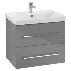 Villeroy and Boch Avento Crystal Grey 600mm Wall Hung 2-Drawer Vanity Unit