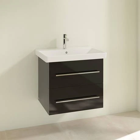 Villeroy and Boch Avento Crystal Black 600mm Wall Hung 2-Drawer Vanity Unit 4 Villeroy and Boch Avento Crystal Black 600mm Wall Hung 2-Drawer Vanity Unit - Image 2