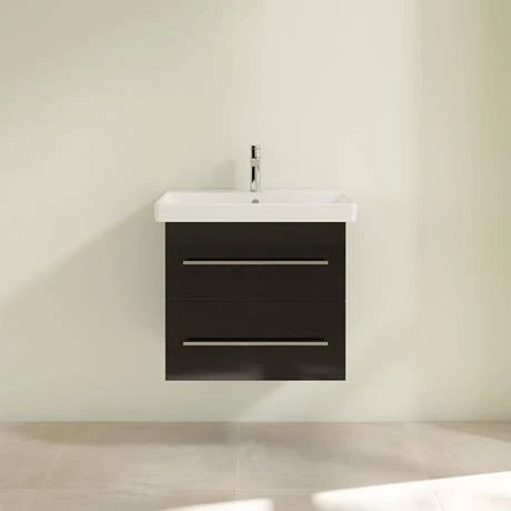 Villeroy and Boch Avento Crystal Black 600mm Wall Hung 2-Drawer Vanity Unit 5 Villeroy and Boch Avento Crystal Black 600mm Wall Hung 2-Drawer Vanity Unit - Image 3