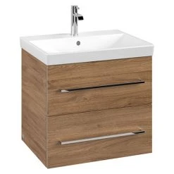 Villeroy and Boch Avento Oak Kansas 600mm Wall Hung 2-Drawer Vanity Unit