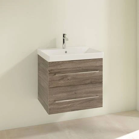 Villeroy and Boch Avento Stone Oak 600mm Wall Hung 2-Drawer Vanity Unit 4 Villeroy and Boch Avento Stone Oak 600mm Wall Hung 2-Drawer Vanity Unit - Image 2