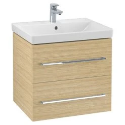 Villeroy and Boch Avento Nordic Oak 600mm Wall Hung 2-Drawer Vanity Unit