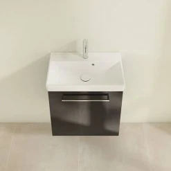 Villeroy and Boch Avento Crystal Black 550mm Wall Hung 1-Door Vanity Unit -Wall Hung Vanity Units Shop SAVE11B301 D3 460