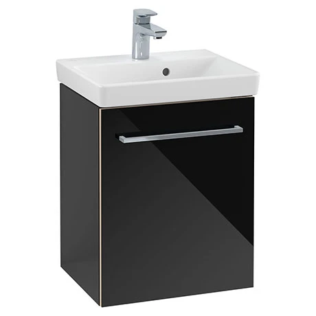 Villeroy and Boch Avento Crystal Black 450mm Wall Hung 1-Door Vanity Unit 3 Villeroy and Boch Avento Crystal Black 450mm Wall Hung 1-Door Vanity Unit