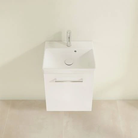Villeroy and Boch Avento Crystal White 450mm Wall Hung 1-Door Vanity Unit 6 Villeroy and Boch Avento Crystal White 450mm Wall Hung 1-Door Vanity Unit - Image 4