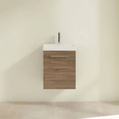 Villeroy and Boch Avento Arizona Oak 450mm Wall Hung 1-Door Vanity Unit -Wall Hung Vanity Units Shop SAVE15VH01 D2 460
